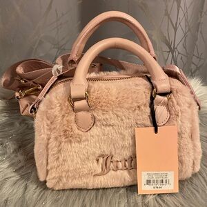 BNWT JUICY COUTURE Viral Semi Charmed Pink Furry Satchel Crossbody Bag